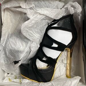Alba Elegant Gold and Black Heels